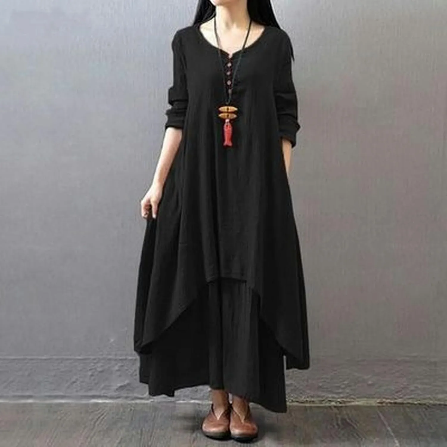 Fashionable women's dress popular short sleeve long dress