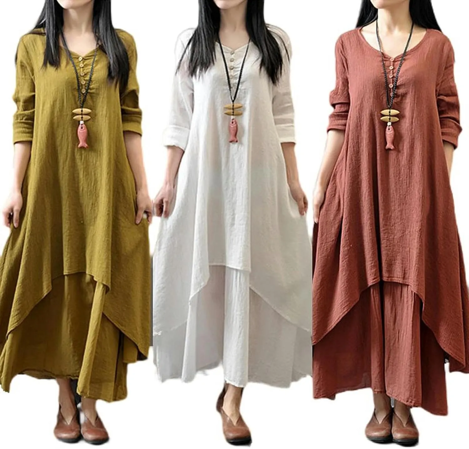 Fashionable women's dress popular short sleeve long dress