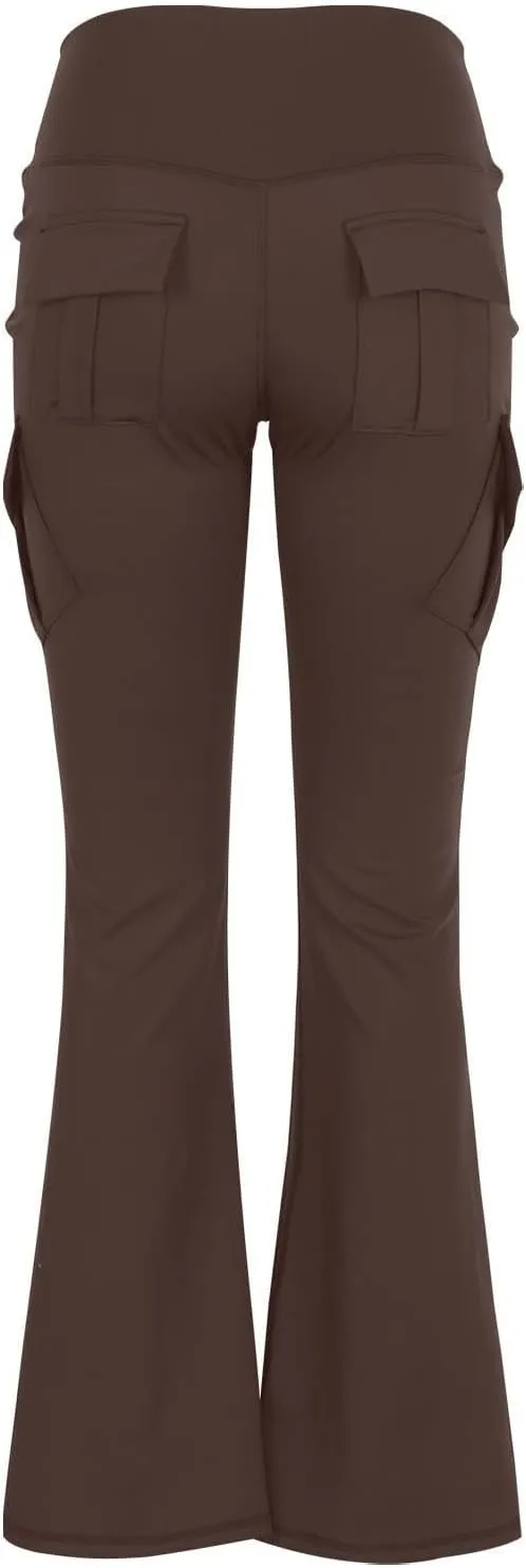 Flare Leggings for Women High Waisted Yoga Pants Tummy Control Cargo Leggings with 4 Pockets Bootcut Workout Leggings