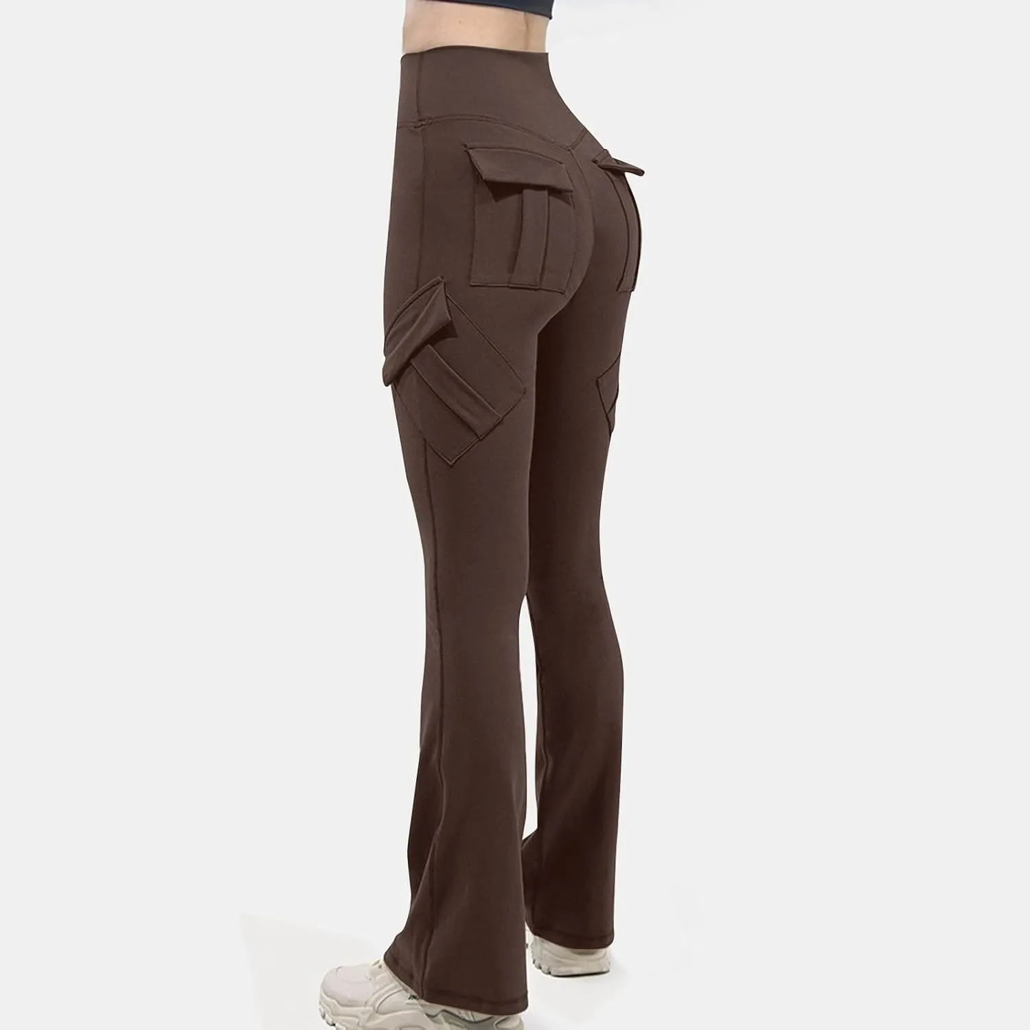 Flare Leggings for Women High Waisted Yoga Pants Tummy Control Cargo Leggings with 4 Pockets Bootcut Workout Leggings