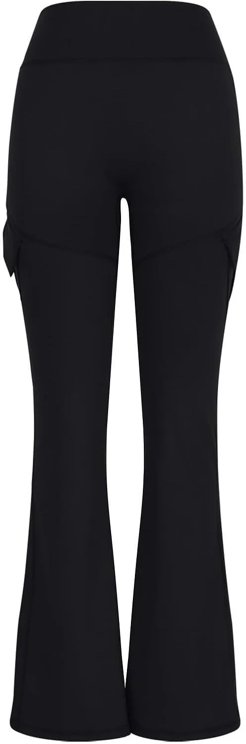 Flare Leggings for Women High Waisted Yoga Pants Tummy Control Cargo Leggings with 4 Pockets Bootcut Workout Leggings