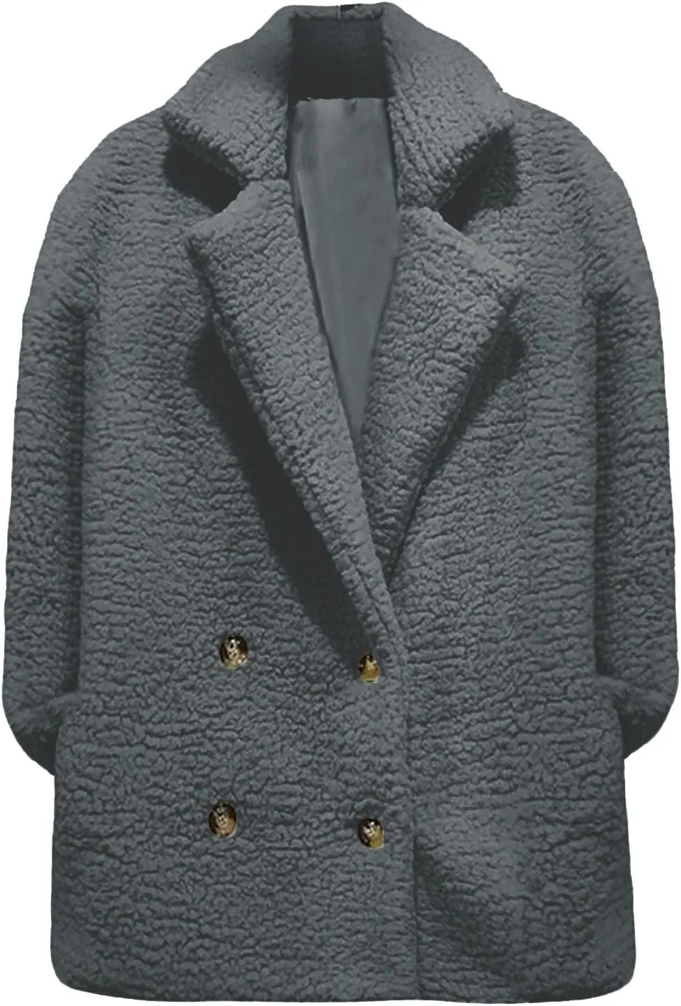 Fleece Womens Jacket Faux Cardigan Loose Turn Down Button Coat Fleece Jackets Long Sleeve Fleece Women Polar Fleece