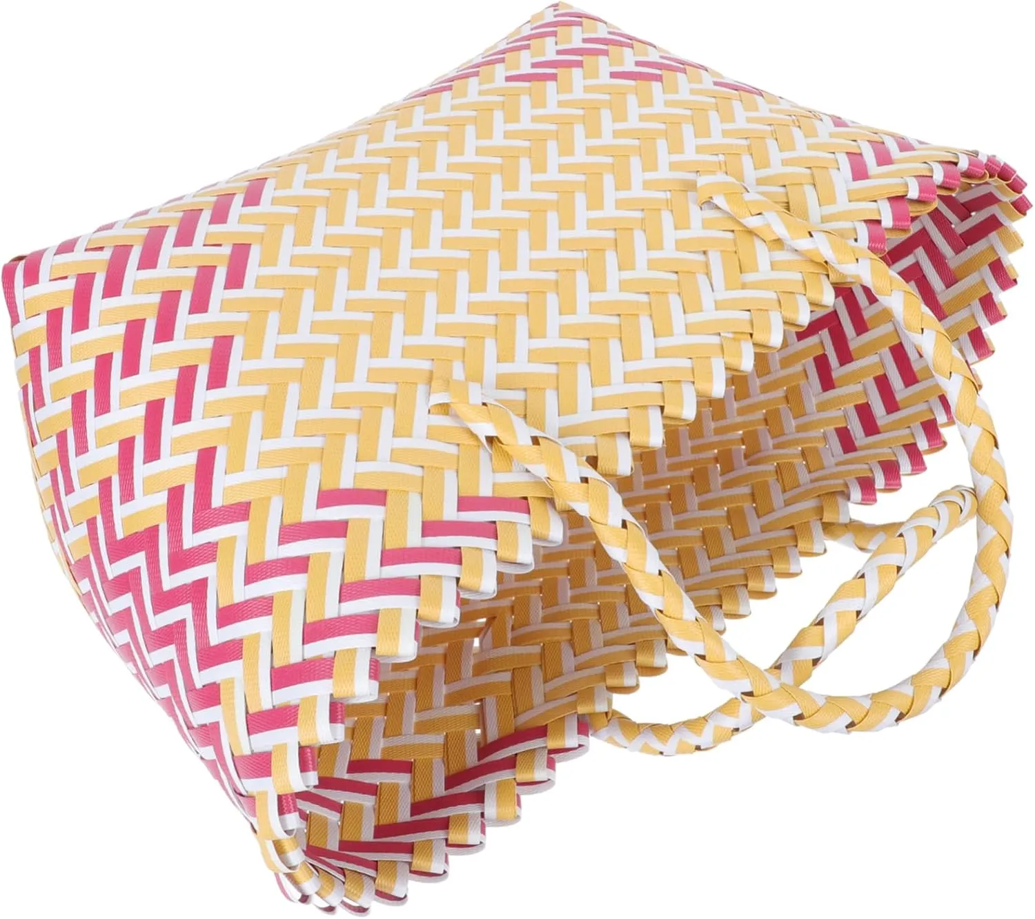 Hand-knitted Women's Bag Plastic Satchel Zipper Fashionable Tote Bag Foldable