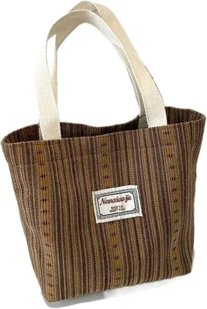 Internet celebrity canvas bag, fashionable striped shoulder bag, handbag, tote bag, commuter bag