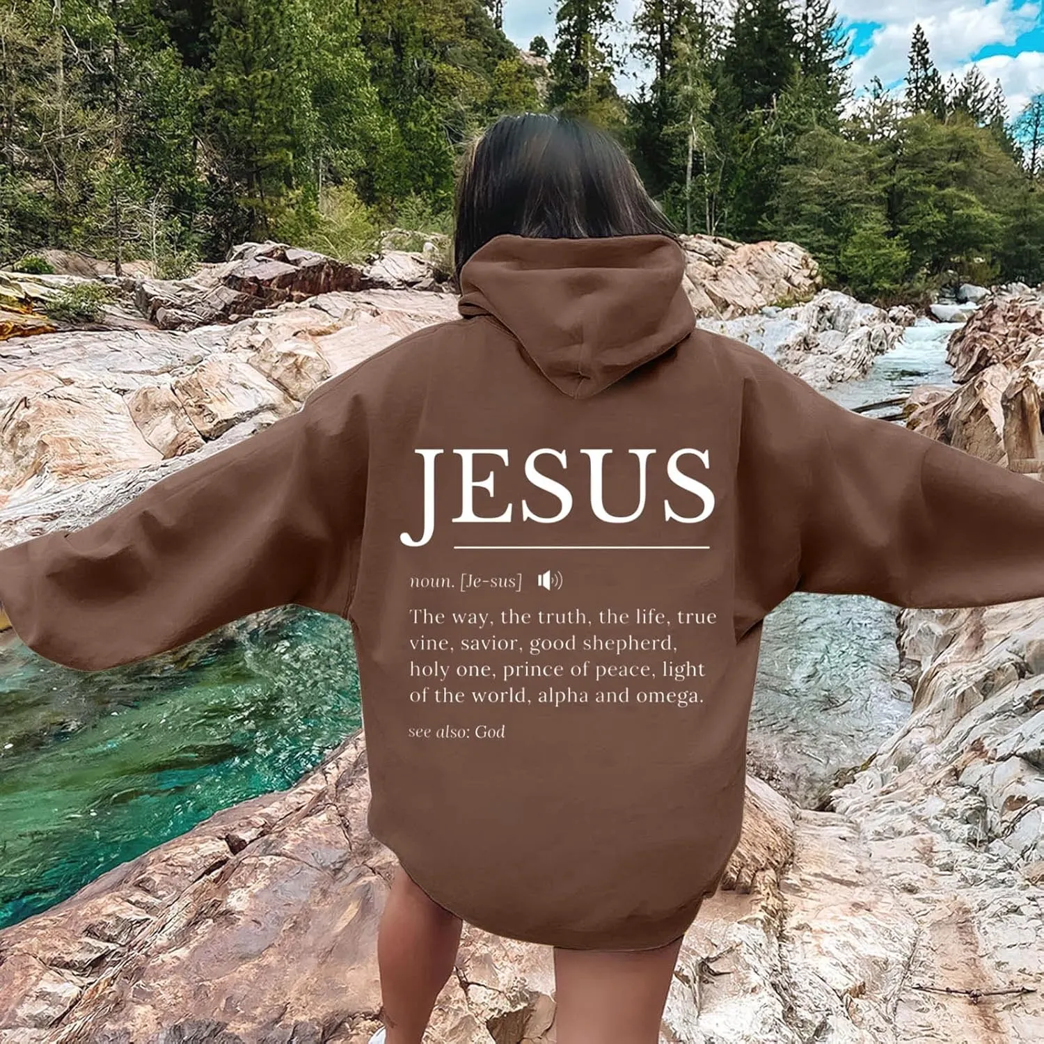 Jesus Hoodies for Women Teen Girls Oversized Christian Bible Verse Y2K Hooded Long Sleeve Christian Hoodie