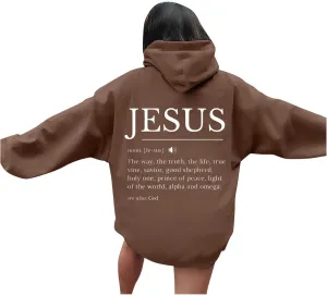 Jesus Hoodies for Women Teen Girls Oversized Christian Bible Verse Y2K Hooded Long Sleeve Christian Hoodie
