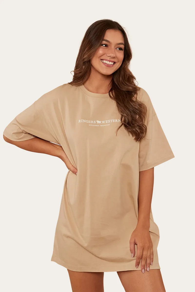 Journey Womens T-Shirt Dress - Dark Sand