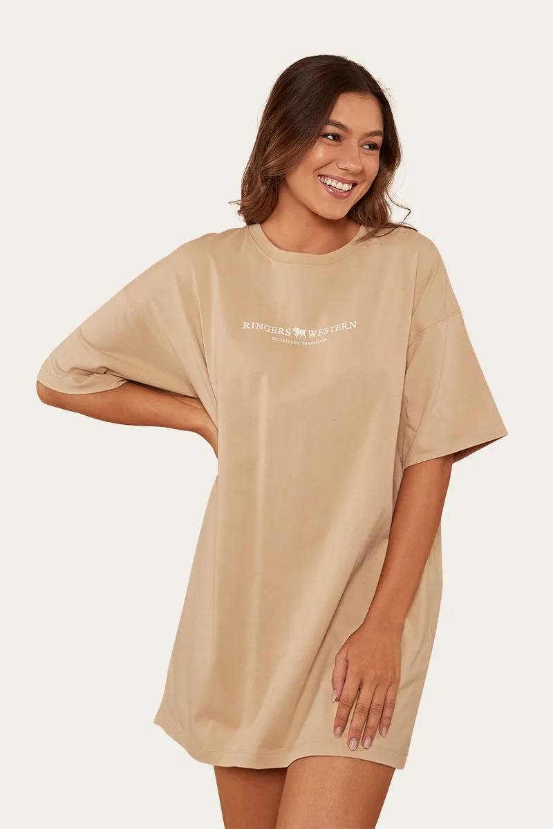 Journey Womens T-Shirt Dress - Dark Sand