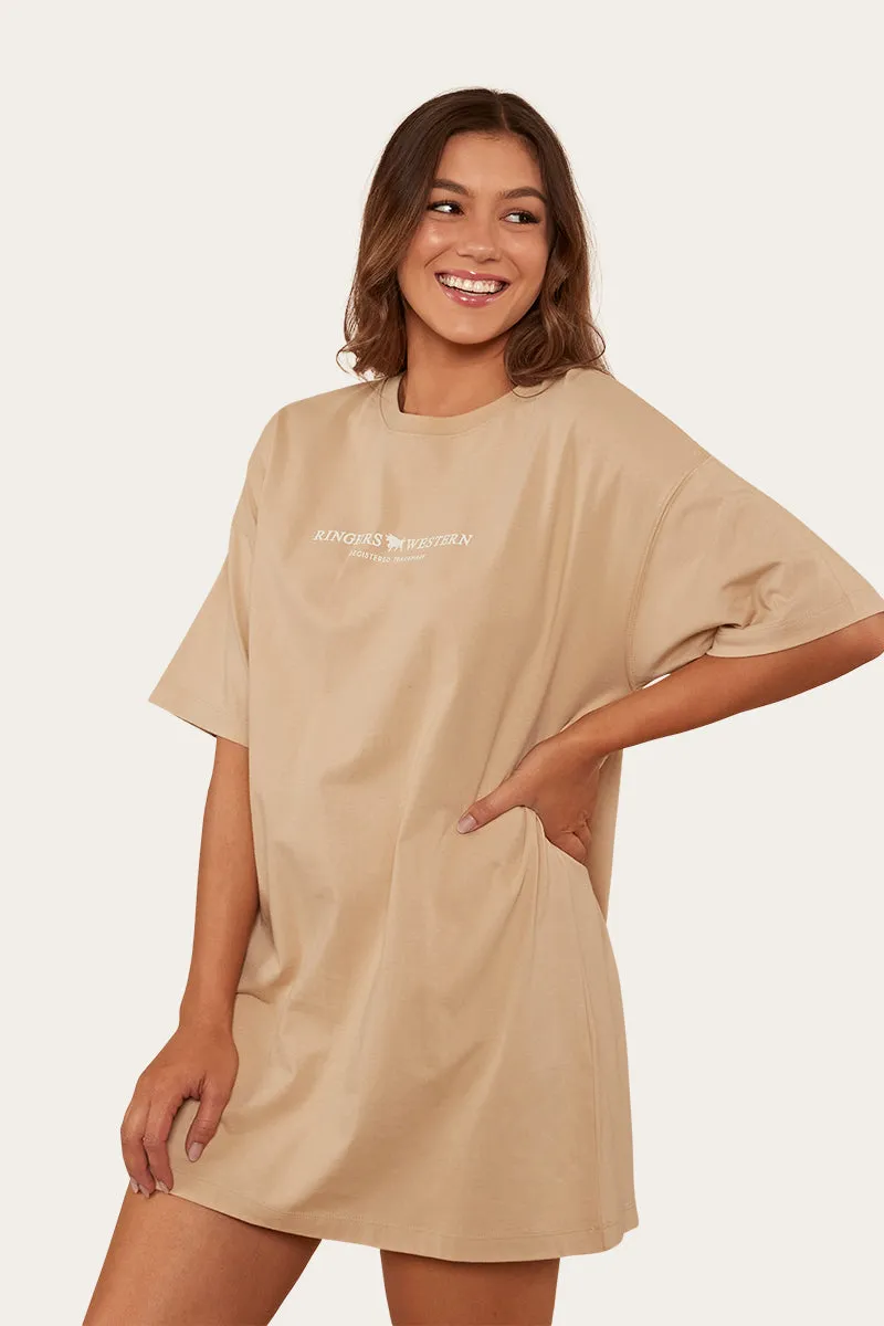 Journey Womens T-Shirt Dress - Dark Sand