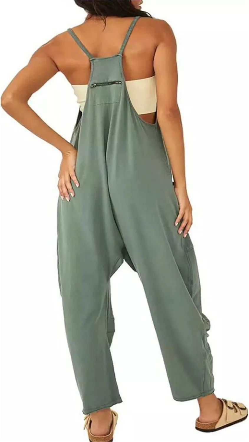 Jumpsuits for Women Casual Sleeveless Loose Fit Harem Overalls Spaghetti Strap Summer Outfits Rompers for Women 2024