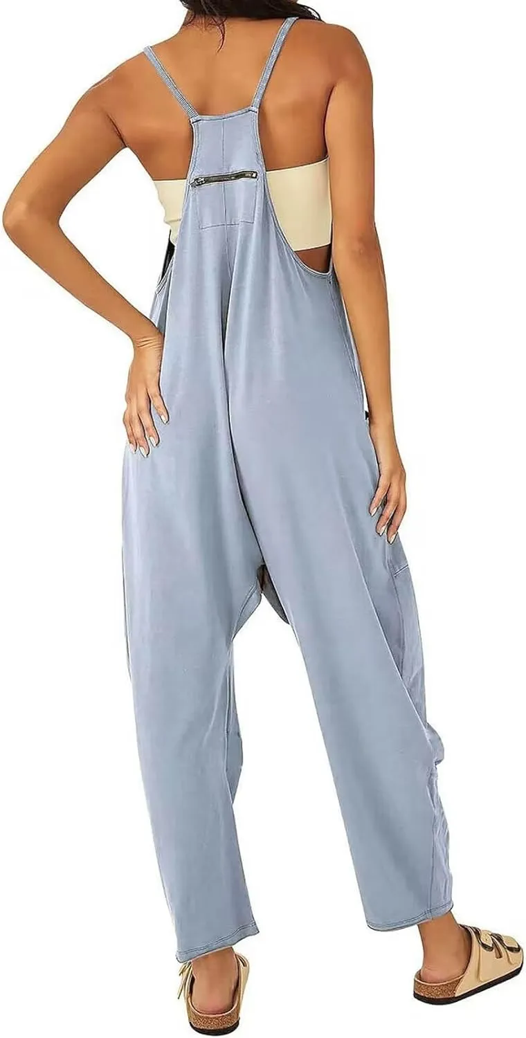 Jumpsuits for Women Casual Sleeveless Loose Fit Harem Overalls Spaghetti Strap Summer Outfits Rompers for Women 2024
