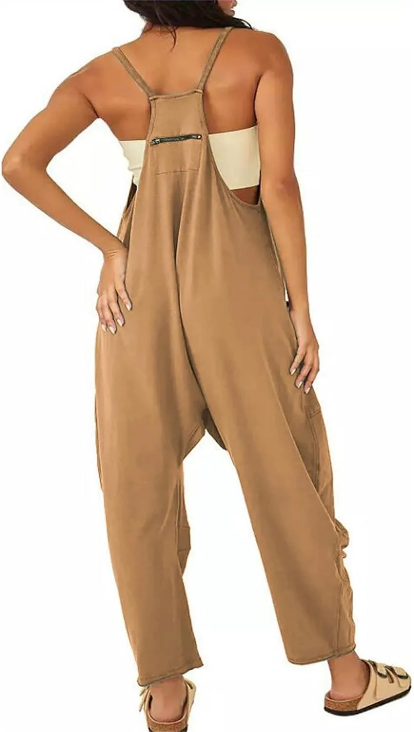 Jumpsuits for Women Casual Sleeveless Loose Fit Harem Overalls Spaghetti Strap Summer Outfits Rompers for Women 2024