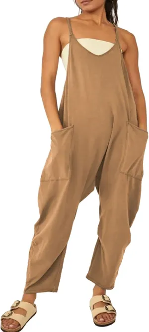 Jumpsuits for Women Casual Sleeveless Loose Fit Harem Overalls Spaghetti Strap Summer Outfits Rompers for Women 2024