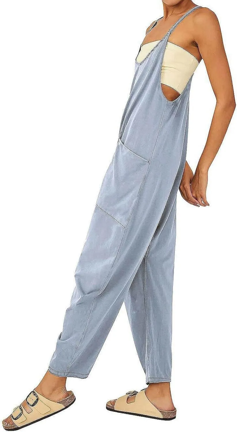 Jumpsuits for Women Casual Sleeveless Loose Fit Harem Overalls Spaghetti Strap Summer Outfits Rompers for Women 2024
