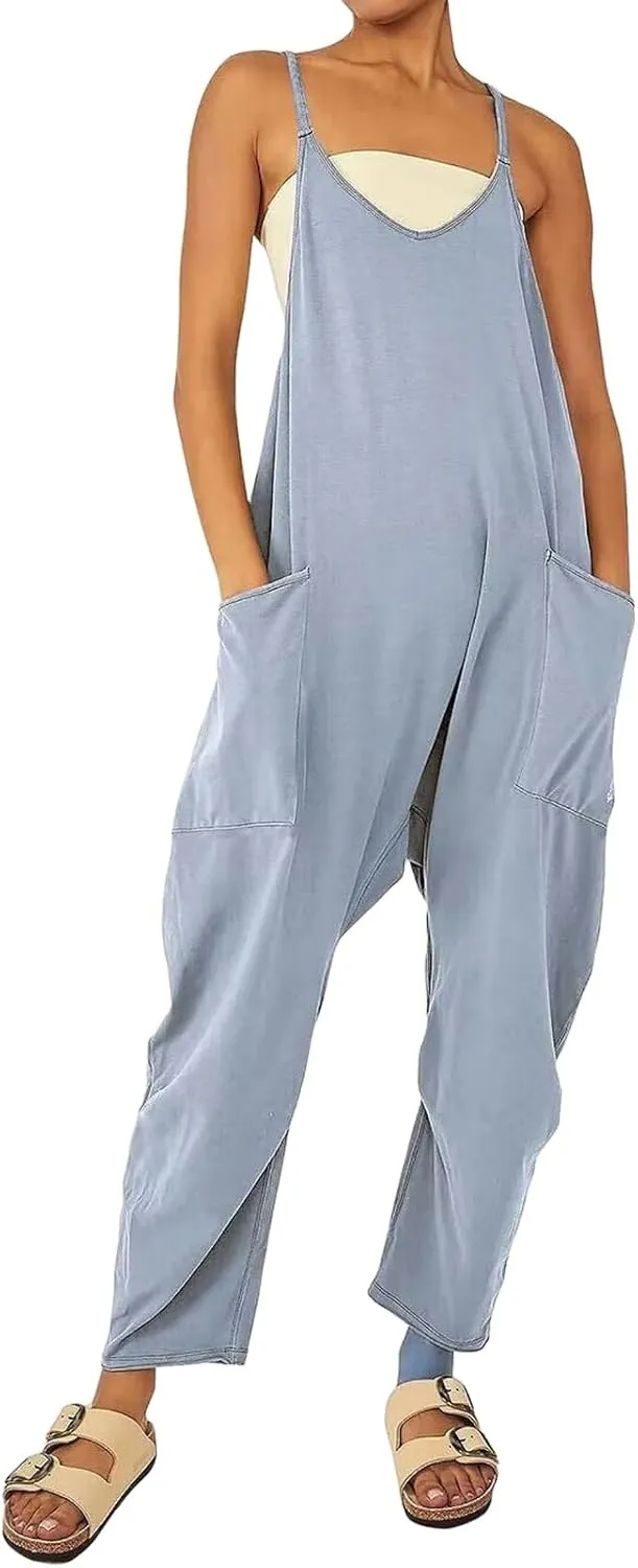 Jumpsuits for Women Casual Sleeveless Loose Fit Harem Overalls Spaghetti Strap Summer Outfits Rompers for Women 2024
