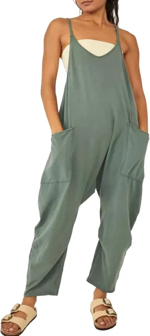 Jumpsuits for Women Casual Sleeveless Loose Fit Harem Overalls Spaghetti Strap Summer Outfits Rompers for Women 2024