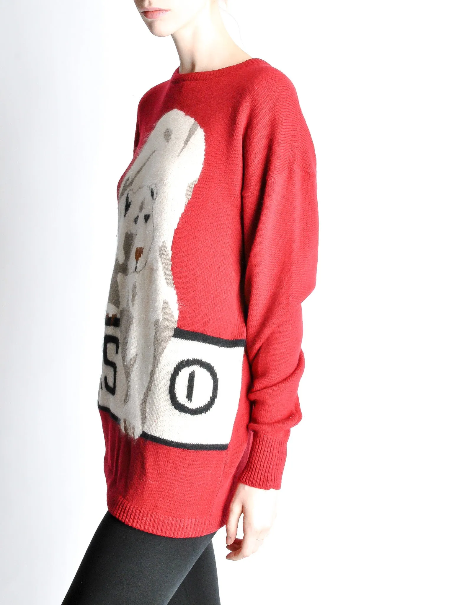 Krizia Vintage Red Orso Polar Bear Sweater