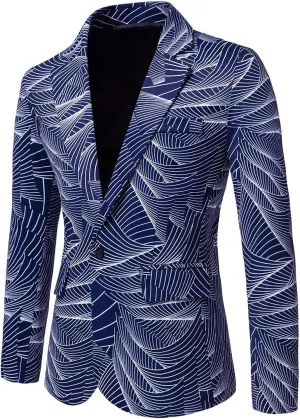 LCMTWX Mens Blazers Men's Fashion Casual Buckle Printed Single-breasted Jacket Coat Fashion Soft Work formal Sleep Suit