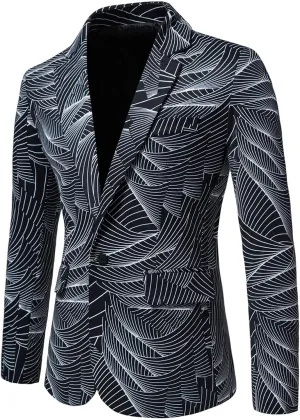 LCMTWX Mens Blazers Men's Fashion Casual Buckle Printed Single-breasted Jacket Coat Fashion Soft Work formal Sleep Suit