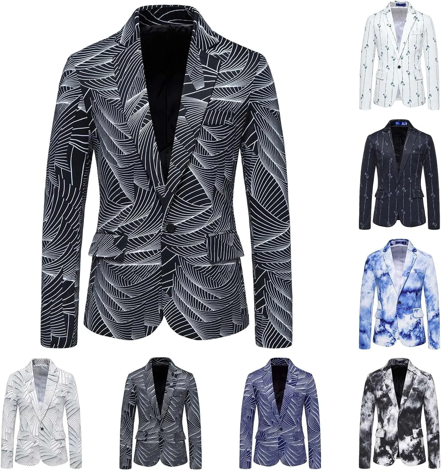 LCMTWX Mens Blazers Men's Fashion Casual Buckle Printed Single-breasted Jacket Coat Fashion Soft Work formal Sleep Suit