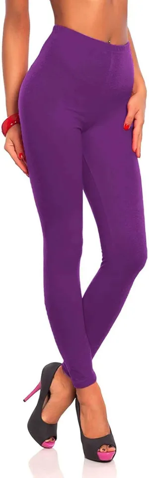 Leggings Cotton Women's Ultra Soft Solid Leggings Plus Size Tummy Control Athletic High Waisted Yoga Leggings