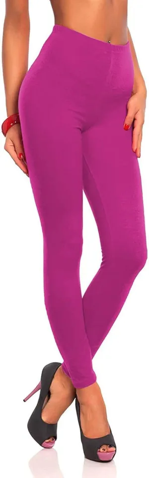 Leggings Cotton Women's Ultra Soft Solid Leggings Plus Size Tummy Control Athletic High Waisted Yoga Leggings
