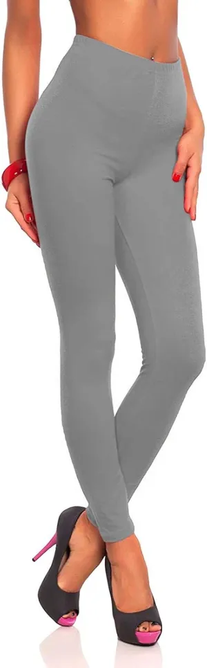Leggings Cotton Women's Ultra Soft Solid Leggings Plus Size Tummy Control Athletic High Waisted Yoga Leggings