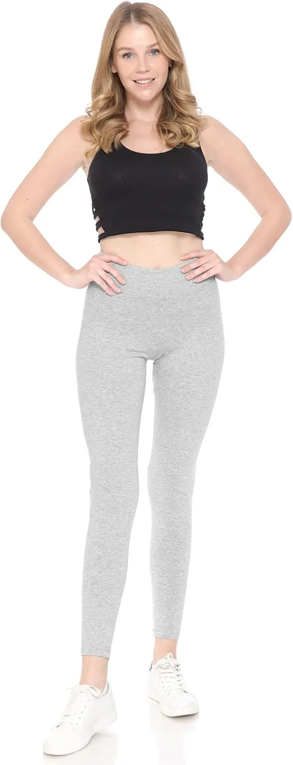 Leggings Depot Cotton Women's Premium Quality Ultra Soft Solid Leggings
