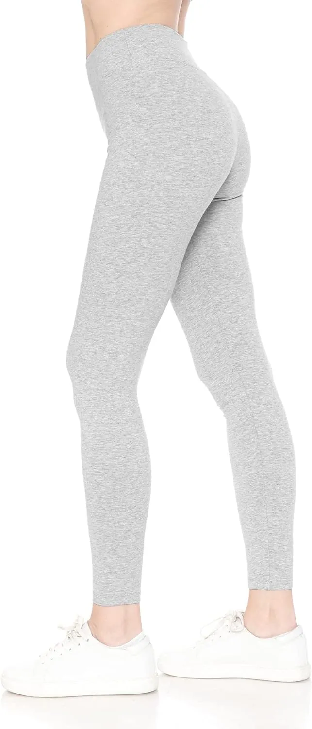 Leggings Depot Cotton Women's Premium Quality Ultra Soft Solid Leggings