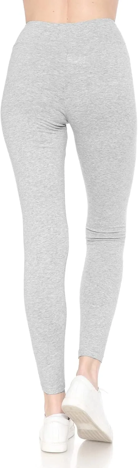 Leggings Depot Cotton Women's Premium Quality Ultra Soft Solid Leggings