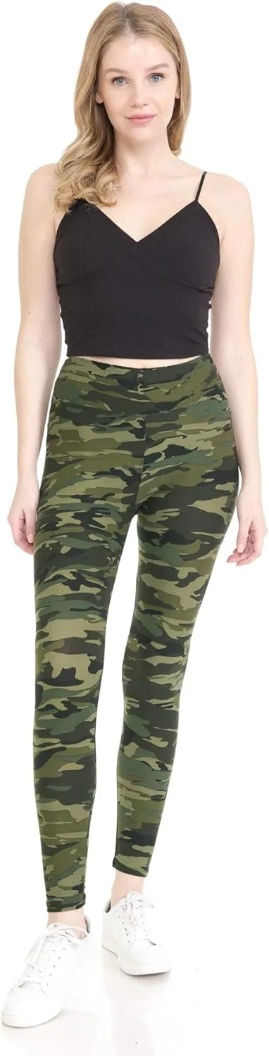 Leggings Depot High Waisted Camouflage & Multiple Print Leggings for Women - Reg, Plus, 1X3X, 3X5X