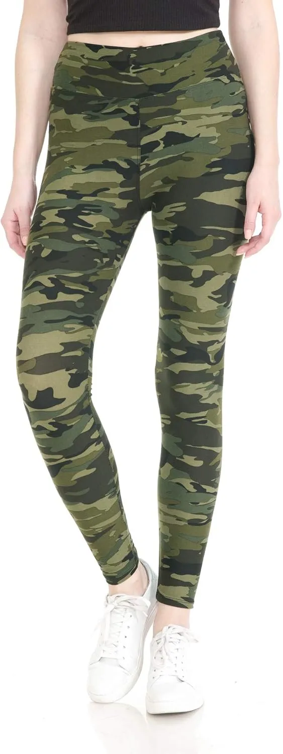 Leggings Depot High Waisted Camouflage & Multiple Print Leggings for Women - Reg, Plus, 1X3X, 3X5X