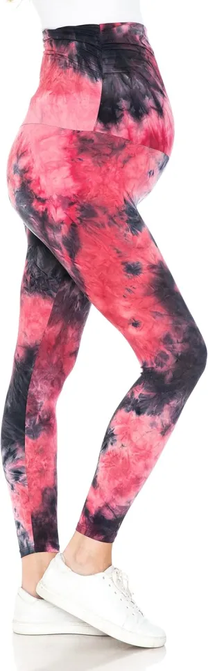 Leggings Depot Women's Tie Dye Printed Maternity Tights Pregnancy Over The Belly Yoga Leggings