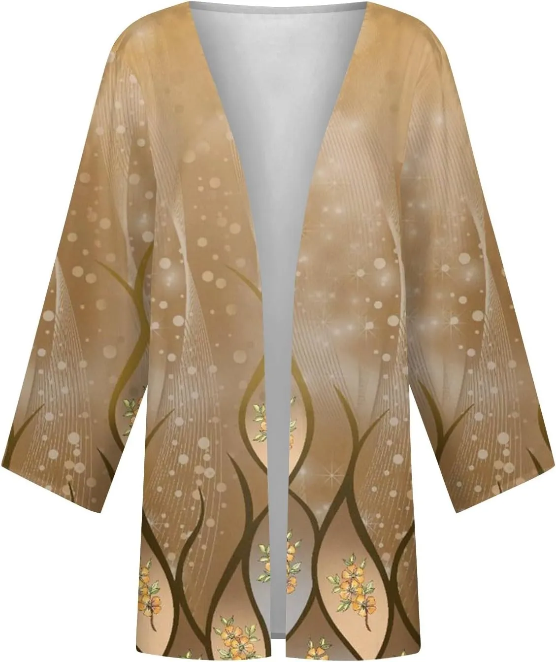 Long Cardigans for Women Trendy 3/4 Sleeve Casual Loose Open Front Cardigan Floral Printed Comfy Dressy Cardigans