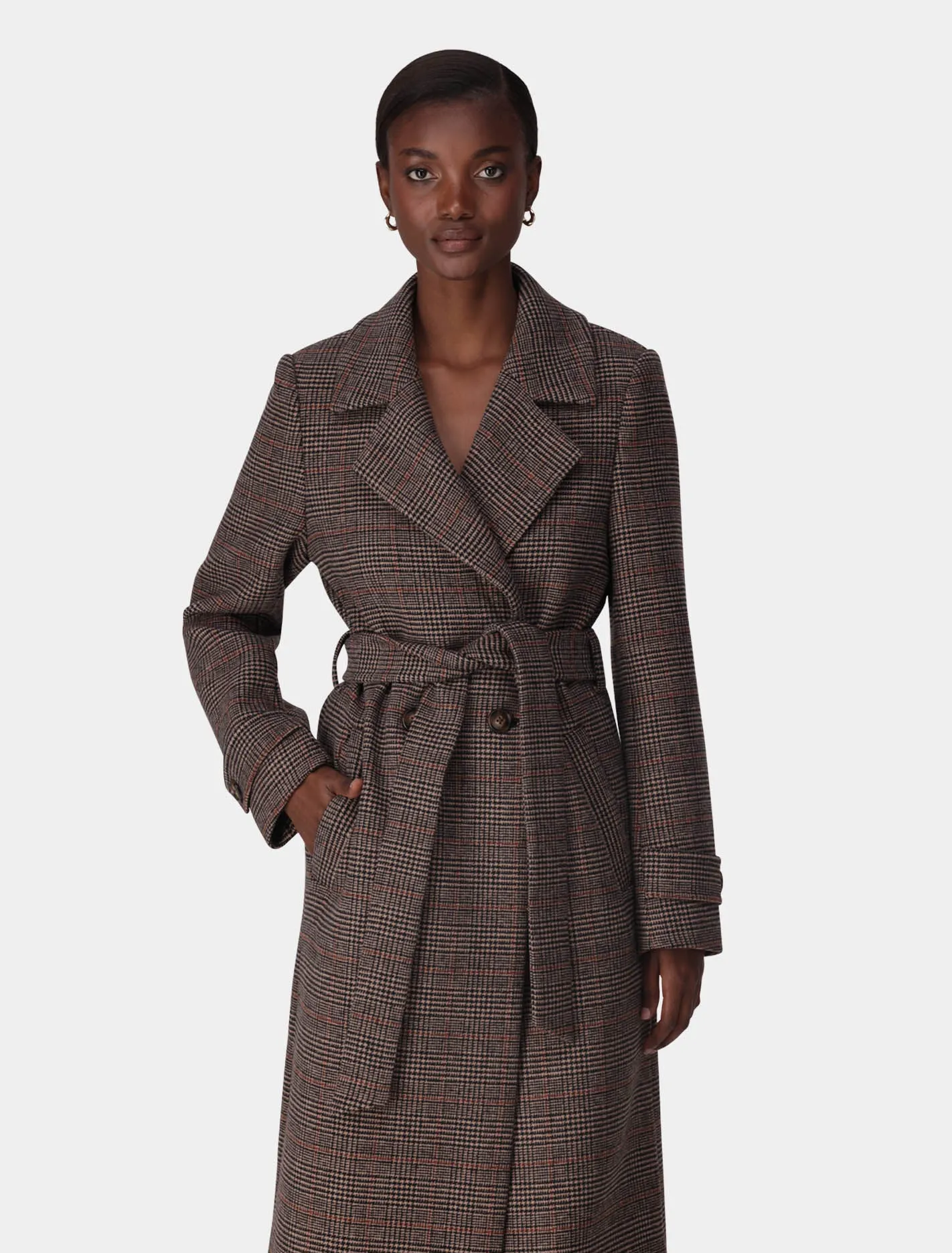 Luccia Belted Check Coat