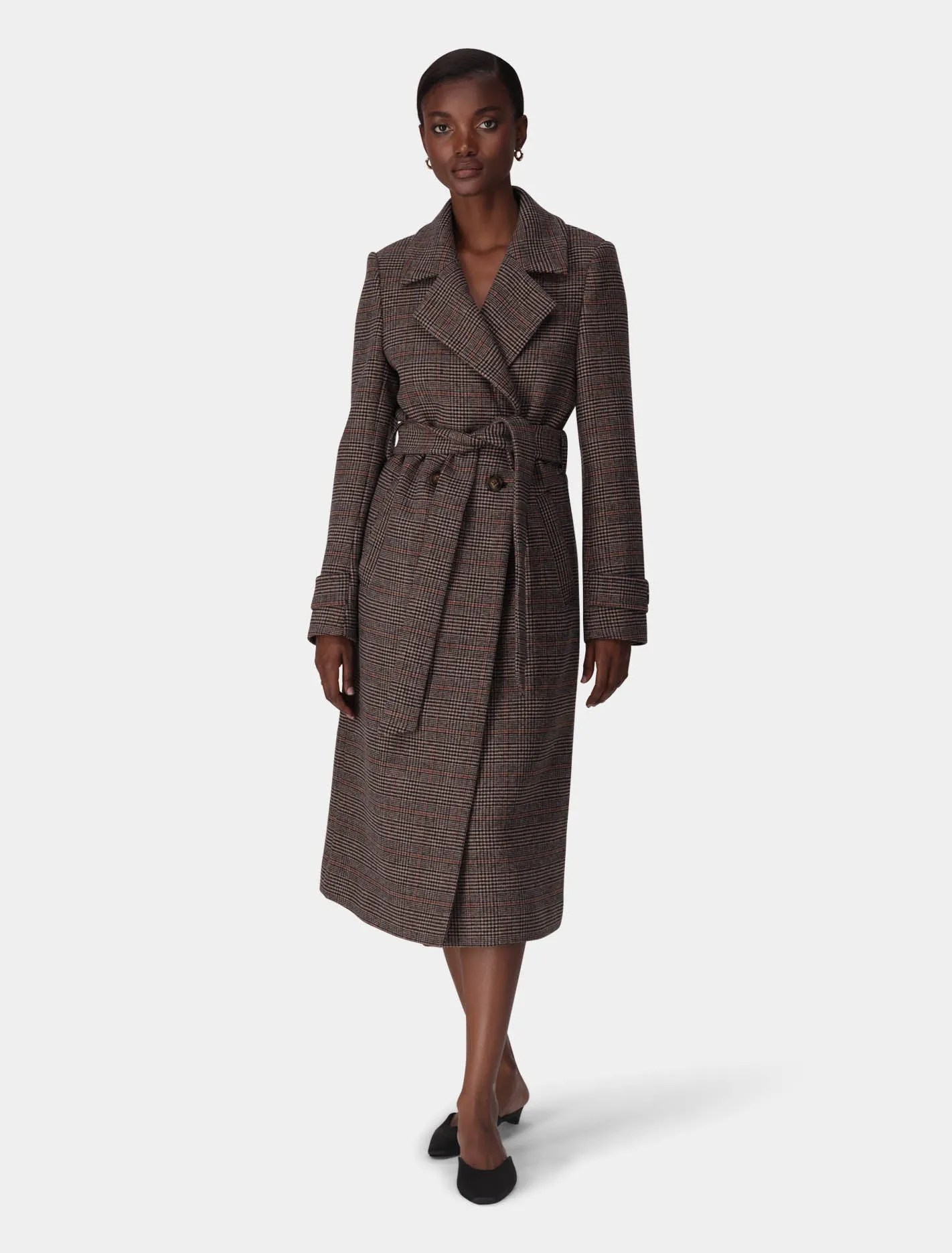 Luccia Belted Check Coat