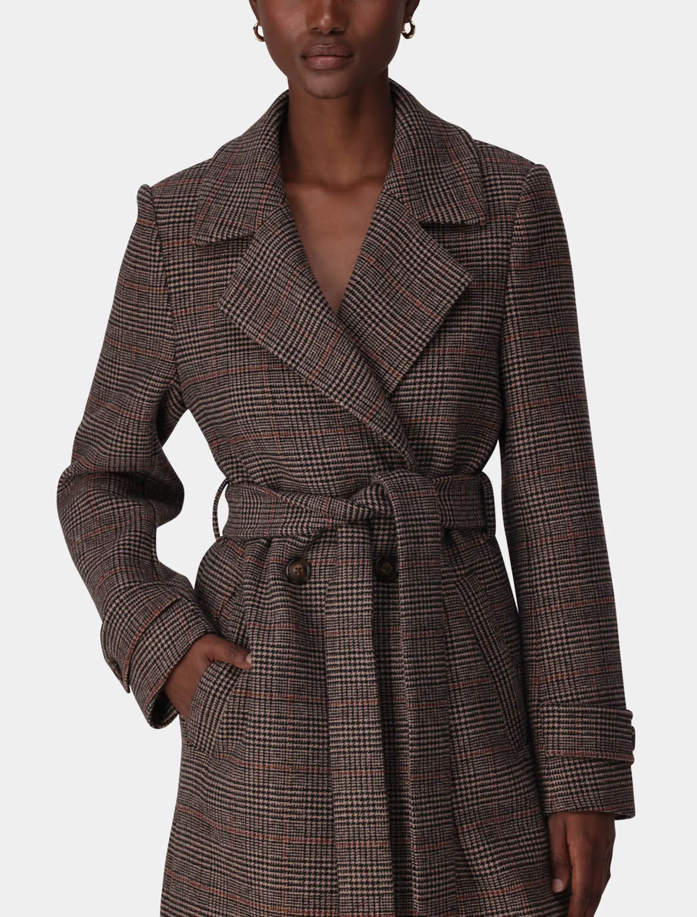 Luccia Belted Check Coat