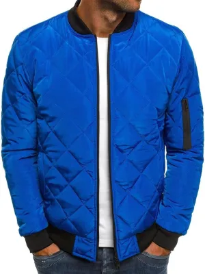 Maiyifu-GJ Men Diamond Quilted Bomber Jacket Lightweight Softshell Flight Jackets Windbreaker Varsity Slim Fit Full Zip Coat