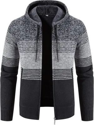 Maiyifu-GJ Men Full Zip Knitted Cardigan Regular Fit Fleece Lined Thick Sweater Soft Warm Winter Sweatshirts Jackets Overcoat