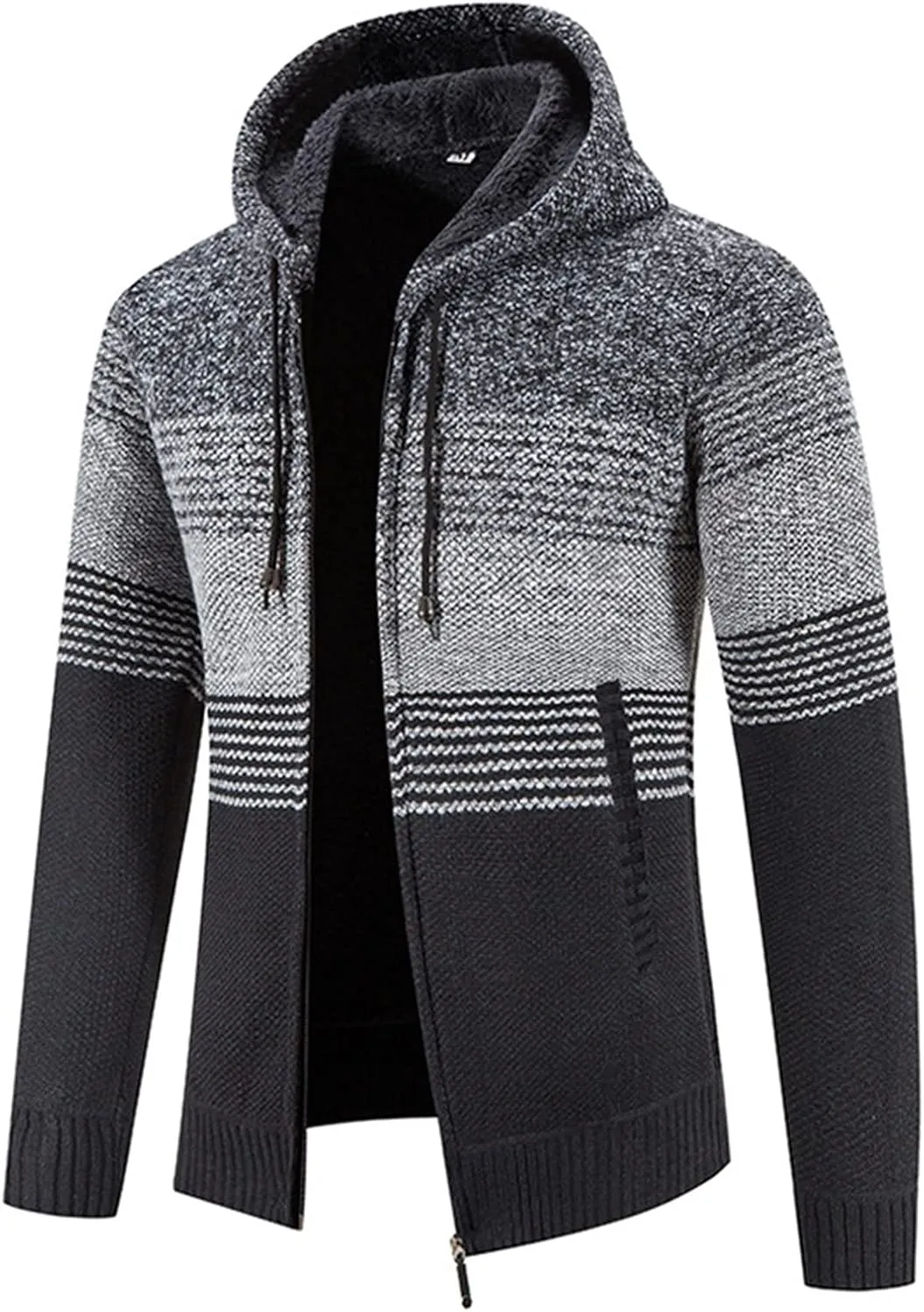 Maiyifu-GJ Men Full Zip Knitted Cardigan Regular Fit Fleece Lined Thick Sweater Soft Warm Winter Sweatshirts Jackets Overcoat