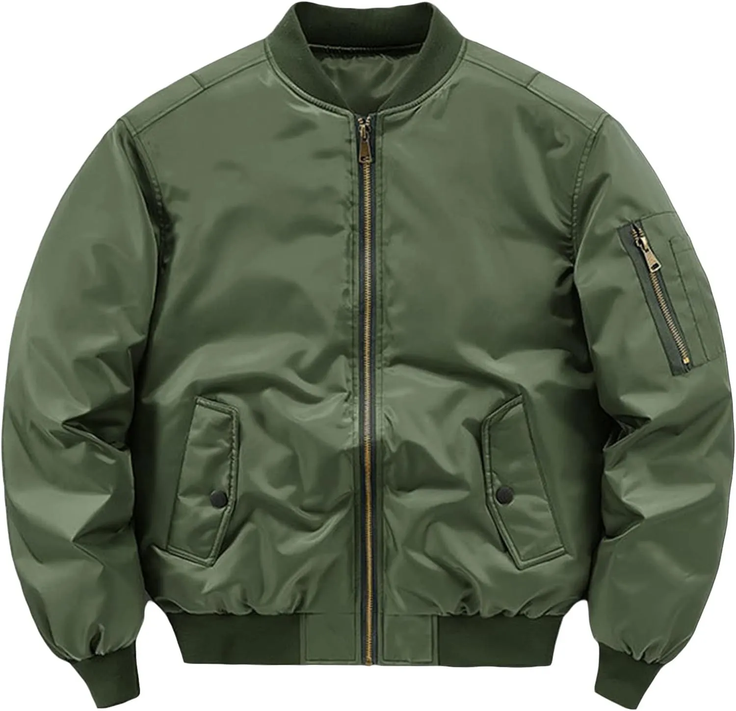 Maiyifu-GJ Men Winter Warm Flight Bomber Jacket Slim Fit Windproof Full Zip Military Jacket Lightweight Casual Coats Outwear