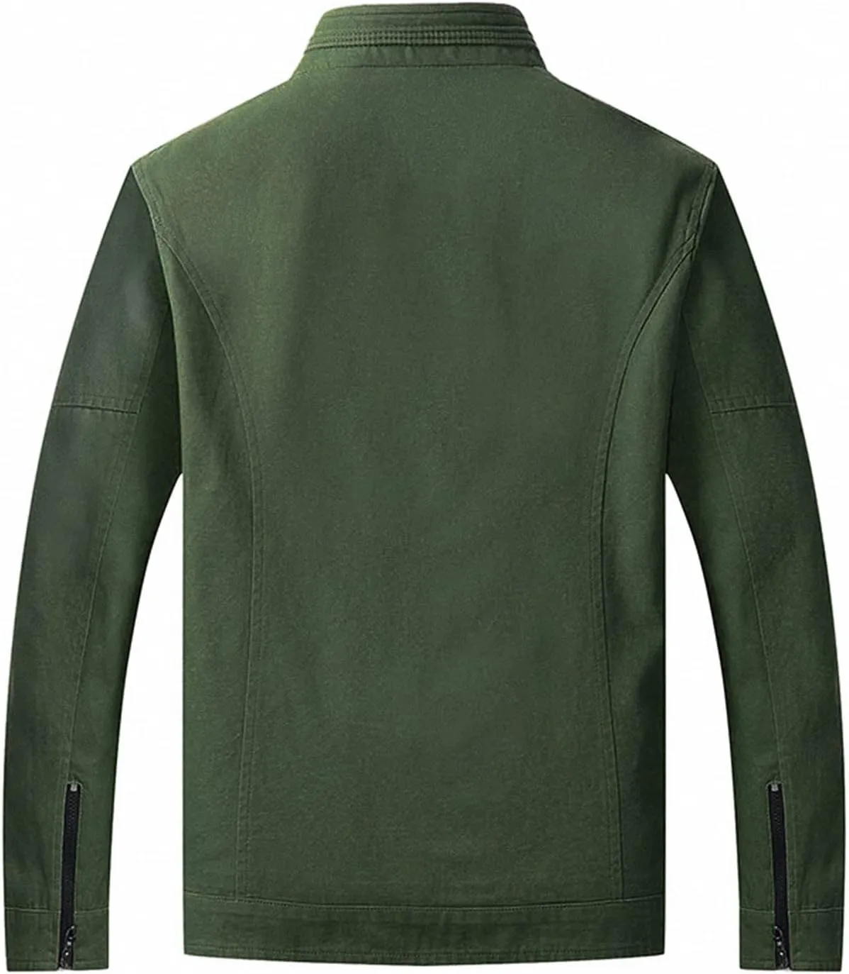 Maiyifu-GJ Men's Casual Cotton Lightweight Jacket Washed Stand Collar Windbreaker Zip Front Outdoor Military Jacket