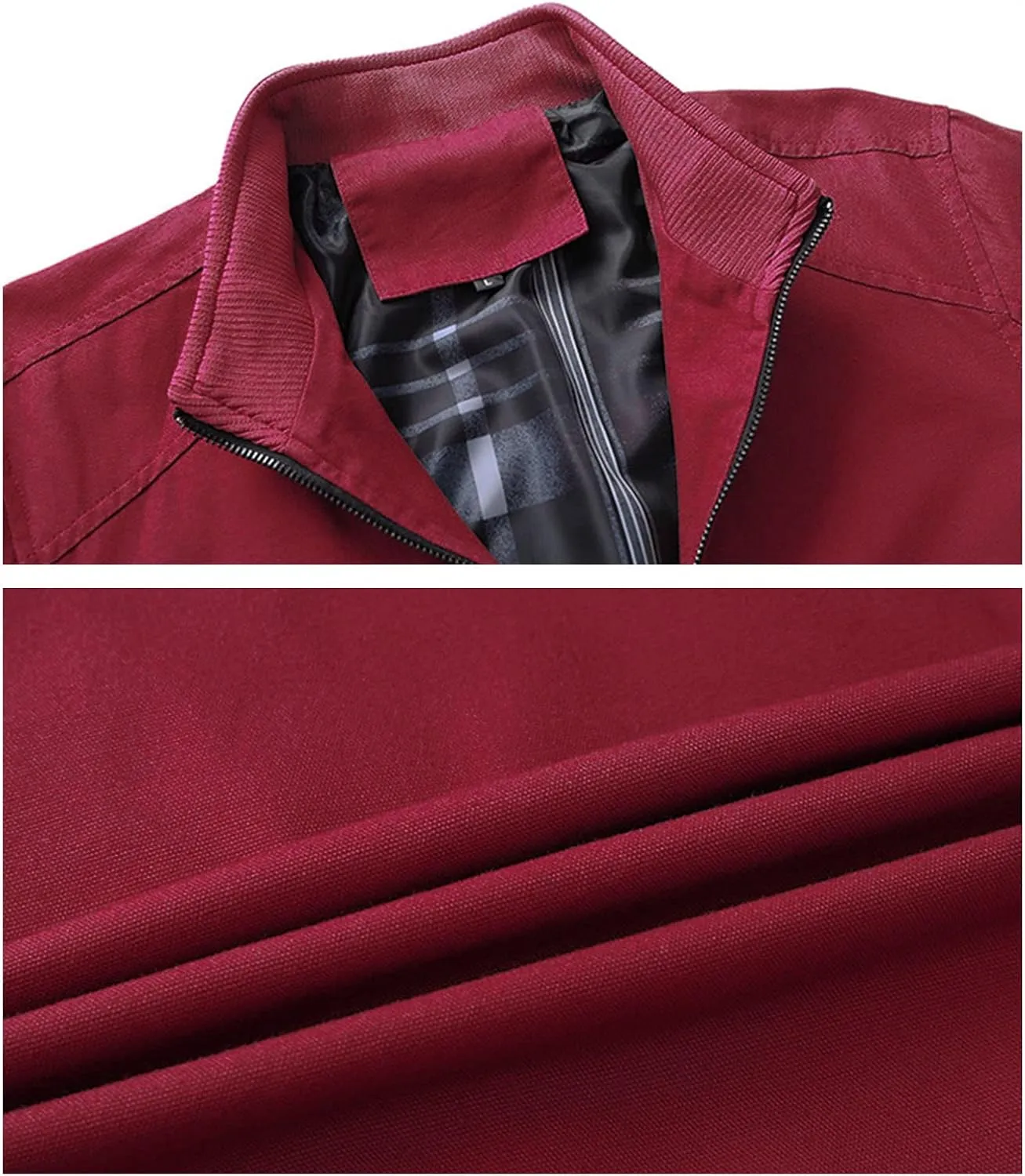 Maiyifu-GJ Men's Casual Cotton Lightweight Jacket Washed Stand Collar Windbreaker Zip Front Outdoor Military Jacket
