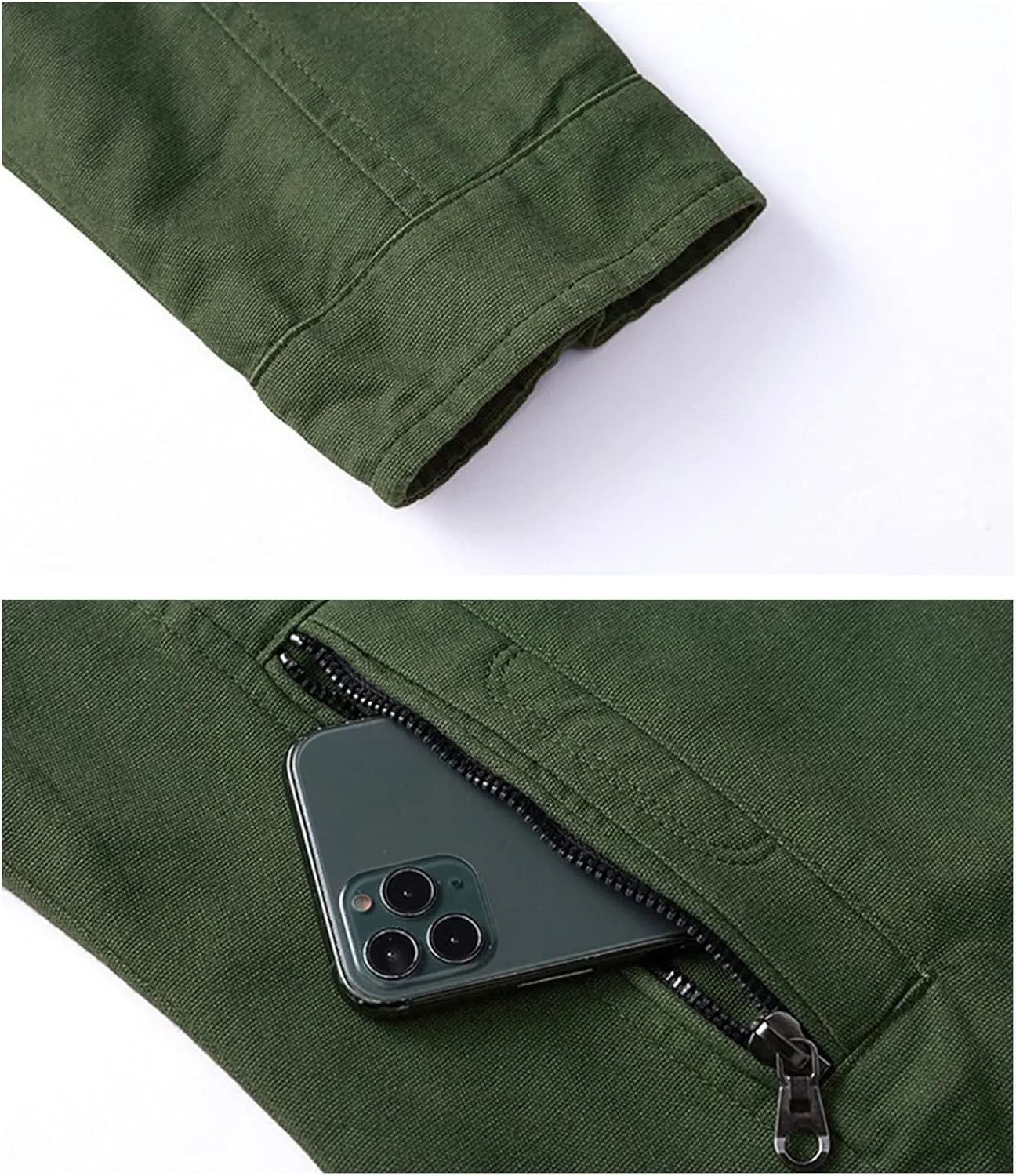 Maiyifu-GJ Men's Casual Cotton Lightweight Jacket Washed Stand Collar Windbreaker Zip Front Outdoor Military Jacket