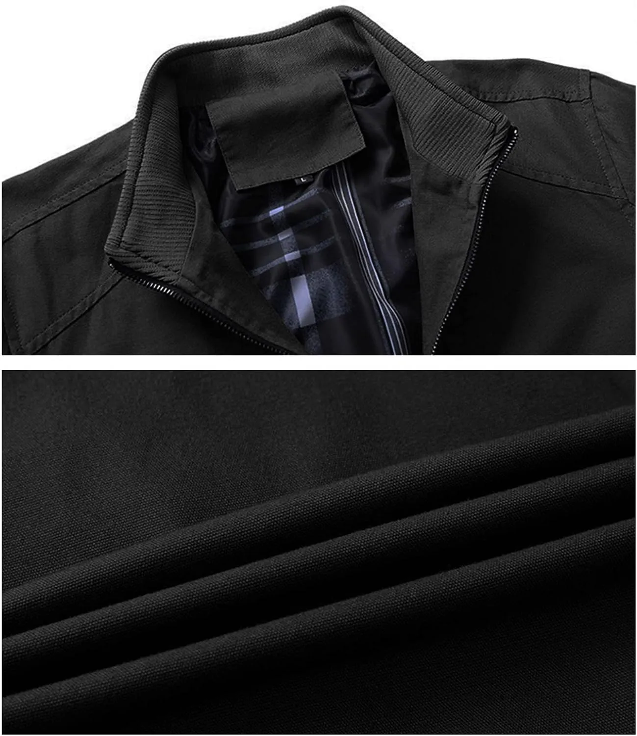 Maiyifu-GJ Men's Casual Cotton Lightweight Jacket Washed Stand Collar Windbreaker Zip Front Outdoor Military Jacket