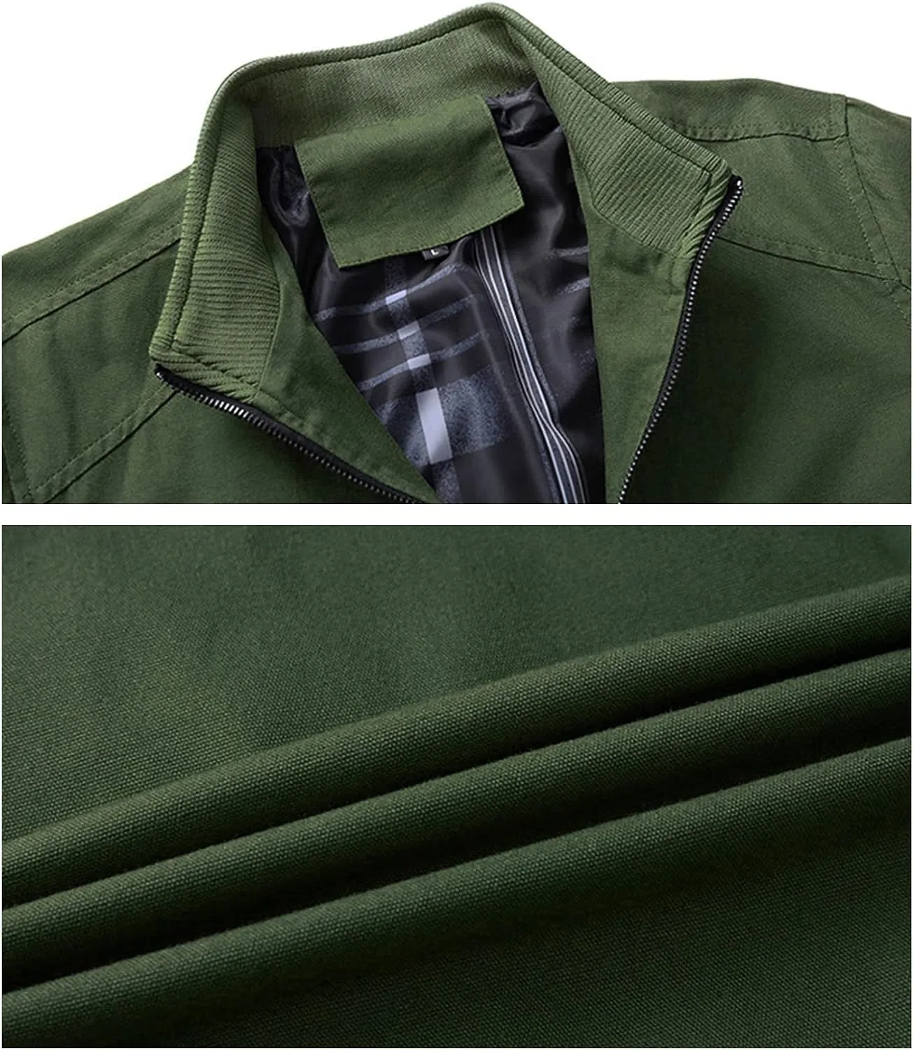 Maiyifu-GJ Men's Casual Cotton Lightweight Jacket Washed Stand Collar Windbreaker Zip Front Outdoor Military Jacket