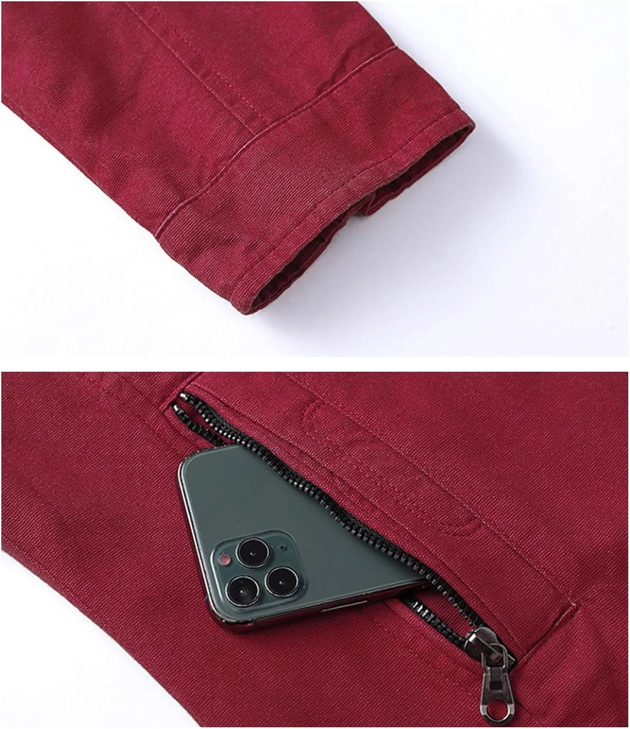 Maiyifu-GJ Men's Casual Cotton Lightweight Jacket Washed Stand Collar Windbreaker Zip Front Outdoor Military Jacket