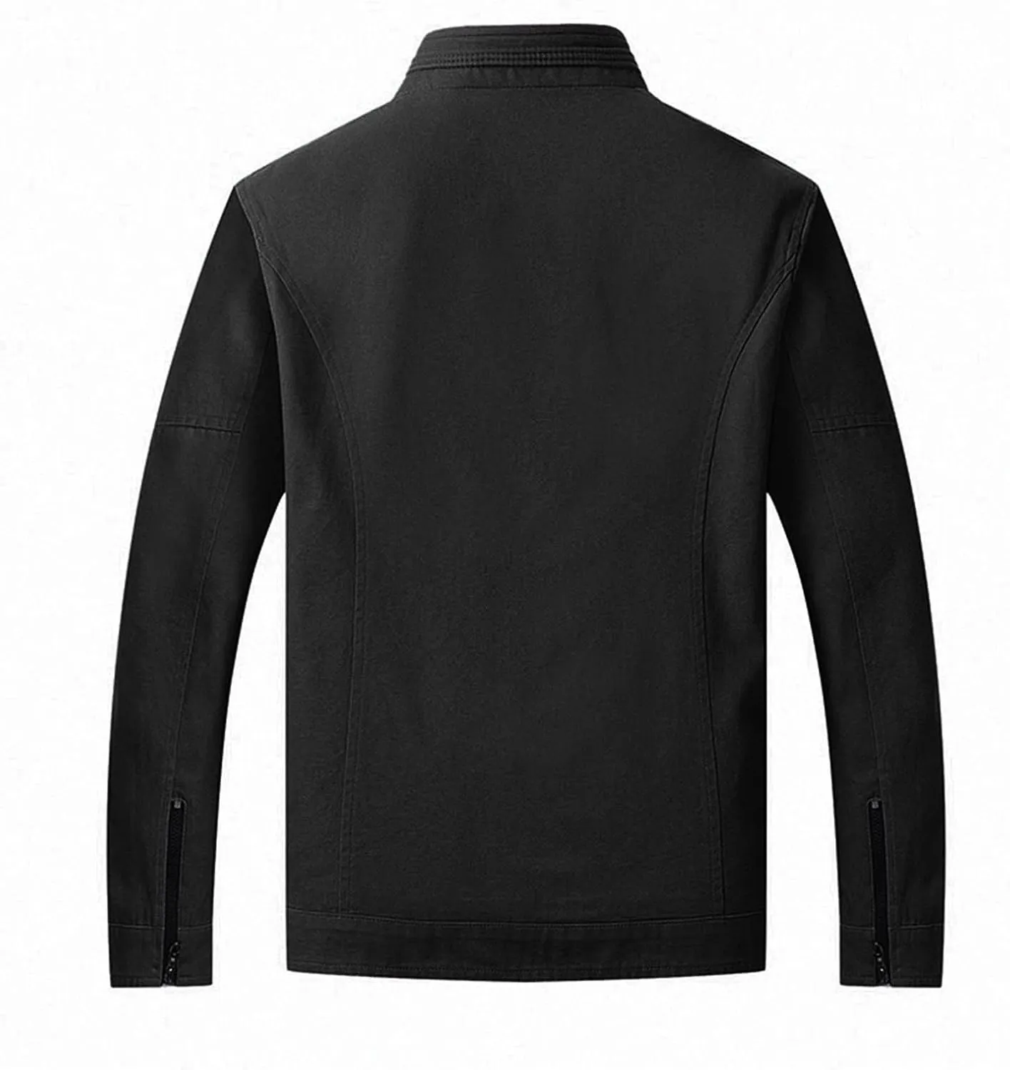 Maiyifu-GJ Men's Casual Cotton Lightweight Jacket Washed Stand Collar Windbreaker Zip Front Outdoor Military Jacket