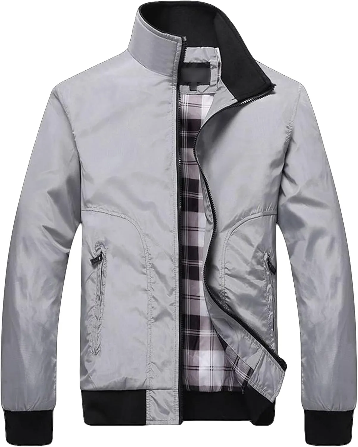 Maiyifu-GJ Men's Casual Lightweight Military Jacket Spring Fall Stand Collar Outdoor Windbreaker Windproof Slim Fit Army Coat