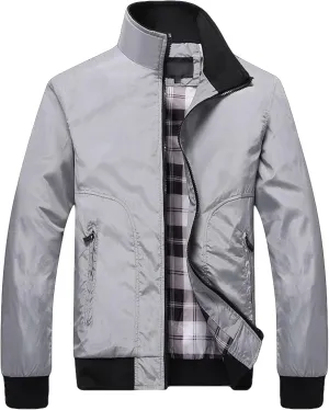 Maiyifu-GJ Men's Casual Lightweight Military Jacket Spring Fall Stand Collar Outdoor Windbreaker Windproof Slim Fit Army Coat